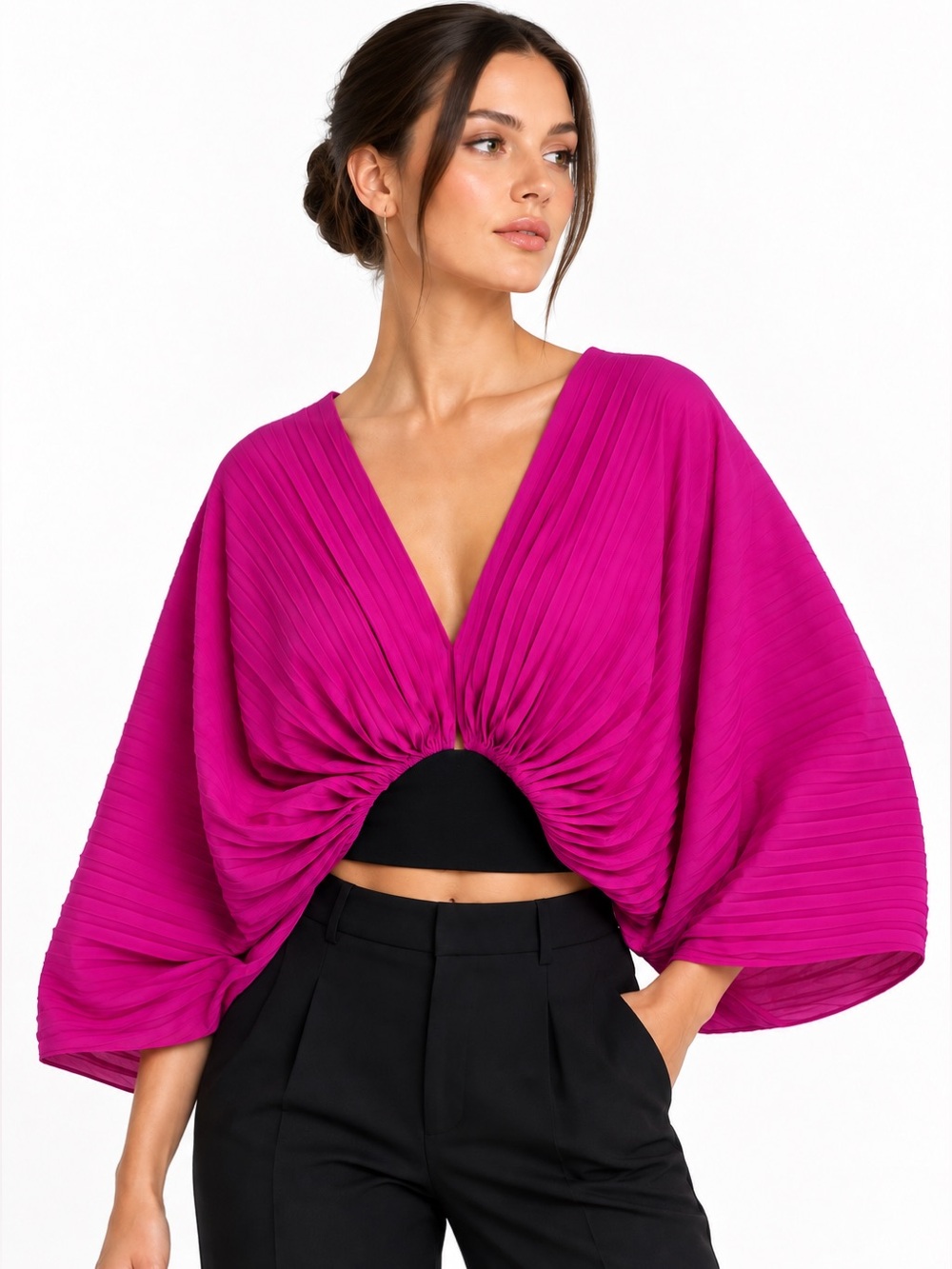 Rêveuse Fuchsia Pleated Batwing Top S Star Trek Starfleet Academy Screen Worn